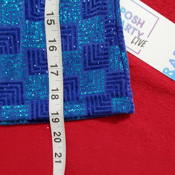 MSK Evening Collection 2 tone Blue Glitter short sleeve top S Iridescent glitter - Picture 7 of 8